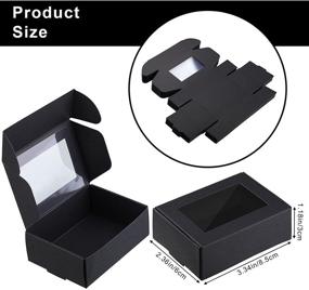 img 3 attached to 📦 Набор из 30 миниатюрных крафт-коробок с прозрачным окном, идеально подходит для упаковки угощений, выпечки, конфет и ювелирных изделий - черный, 3.34 x 2.36 x 1.18 дюйма.