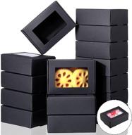 📦 набор из 30 миниатюрных крафт-коробок с прозрачным окном, идеально подходит для упаковки угощений, выпечки, конфет и ювелирных изделий - черный, 3.34 x 2.36 x 1.18 дюйма. логотип