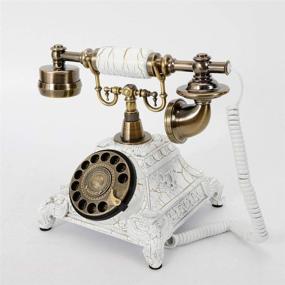 img 2 attached to Royal Vintage Telephone Antique Desk Phone Corded Retro Phone Rotary Antique Dial Handset Corded Desk Home Office Vintage Decorative Telephone (White)