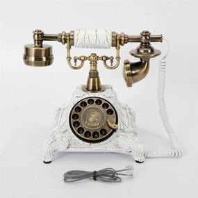 img 4 attached to Royal Vintage Telephone Antique Desk Phone Corded Retro Phone Rotary Antique Dial Handset Corded Desk Home Office Vintage Decorative Telephone (White)