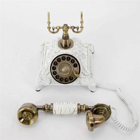 img 1 attached to Royal Vintage Telephone Antique Desk Phone Corded Retro Phone Rotary Antique Dial Handset Corded Desk Home Office Vintage Decorative Telephone (White)