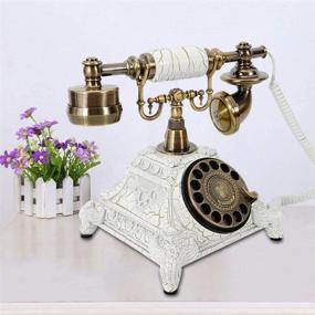 img 3 attached to Royal Vintage Telephone Antique Desk Phone Corded Retro Phone Rotary Antique Dial Handset Corded Desk Home Office Vintage Decorative Telephone (White)