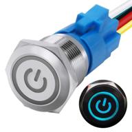 💎 premium 19mm latching push button switch with 12v blue power symbol light - stainless steel shell, nc/no spdt, ideal for 3/4 logo