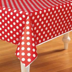 img 1 attached to 🎈 Red Polka Dot Plastic Tablecloth - Extra Large 108"x54" for Festive Décor