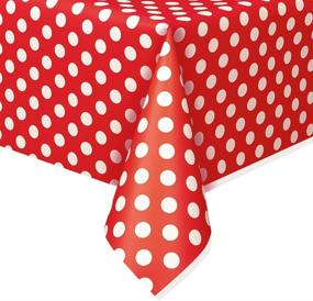 img 4 attached to 🎈 Red Polka Dot Plastic Tablecloth - Extra Large 108"x54" for Festive Décor