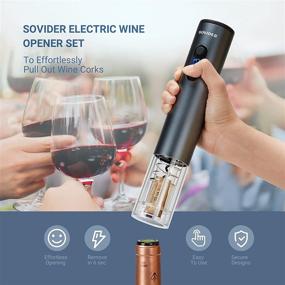 img 3 attached to 🍷 Rechargeable Electric Wine Opener Set: SOVIDER Automatic Corkscrew Opener with Foil Cutter - Ideal Gift Kit for Wine Lovers, LED Indicator Light, Stainless Steel - Perfect for Home Use