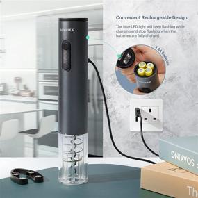 img 2 attached to 🍷 Rechargeable Electric Wine Opener Set: SOVIDER Automatic Corkscrew Opener with Foil Cutter - Ideal Gift Kit for Wine Lovers, LED Indicator Light, Stainless Steel - Perfect for Home Use