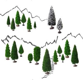 img 1 attached to Base, OrgMemory Diorama Supplies: Mixed Model Trees Set of 19pcs, 2-6 inch / 5-15 cm, Ho Scale Trees with Bases, Model Train Scenery, Miniature Trees