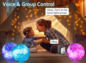 img 2 attached to 🌙 Smart Wi-Fi Galaxy Lamp: App Controlled Moon Light with 16 Million Colors, Works with Alexa and Google Home - 7.8 inch 3D Print Night Light for Kids Birthday Gifts (2.4G Wi-Fi Only)