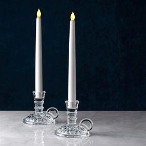 img 3 attached to 🕯️ Antique Chamberstick Glass Candle Holder Set – Vintage Christmas Decor, 4 Inch Clear Glass with Handle for Standard Taper Candles