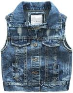 💙 scofeel baby & toddler boys distressed denim waistcoat top with ripped button down logo