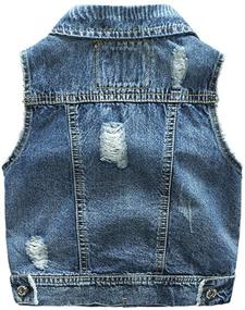 img 3 attached to 💙 SCOFEEL Baby & Toddler Boys Distressed Denim Waistcoat Top with Ripped Button Down