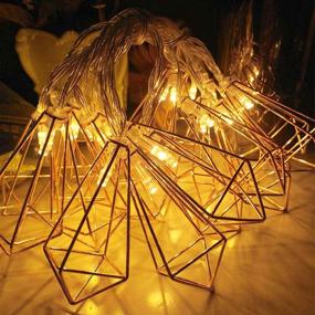 img 1 attached to Geometric Diamond String Lights - 10ft, Rose Gold Metal Lamps, Battery Operated, 20 Warm White LED Bulbs - Perfect Decor for Indoor Wedding, Party, Bedroom, Christmas