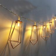 geometric diamond string lights - 10ft, rose gold metal lamps, battery operated, 20 warm white led bulbs - perfect decor for indoor wedding, party, bedroom, christmas логотип