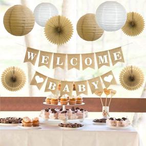 img 2 attached to 🎉 Rustic Paper Party Decorations for Bridal Baby Shower Birthday Wedding: ANSOMO Pom Poms, Paper Fans & Lanterns in White and Tan