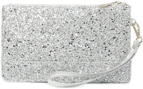 img 4 attached to 💎 Sparkling Silver Wristlet Purse: Lam Gallery Glitter Bride Clutch Bag for Wedding - Stunning Style and Elegance!