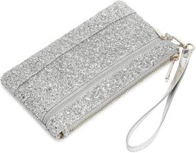 img 1 attached to 💎 Sparkling Silver Wristlet Purse: Lam Gallery Glitter Bride Clutch Bag for Wedding - Stunning Style and Elegance!