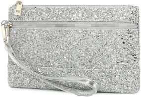 img 2 attached to 💎 Sparkling Silver Wristlet Purse: Lam Gallery Glitter Bride Clutch Bag for Wedding - Stunning Style and Elegance!