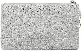 img 3 attached to 💎 Sparkling Silver Wristlet Purse: Lam Gallery Glitter Bride Clutch Bag for Wedding - Stunning Style and Elegance!