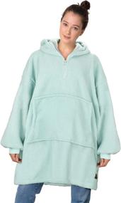 img 3 attached to 🧥 Cozy Fluffy Shearling Blanket Sweatshirt: Quarter Zip Pullover Hoodie, Warm Wearable Coat for Adults, Men, Women & Youth, Lightweight with Hood, Large Pocket, Zipper, Oversized Fit - Available in Multiple Colors