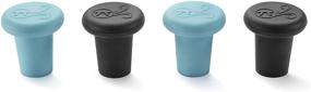 img 1 attached to Set of 4 Black and Blue Silicone Wine Bottle Stoppers by Outset: Keep Your Wine Fresh