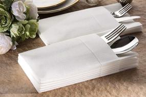 img 1 attached to 👰 Convenient JEBBLAS Disposable Cloth-Like Napkins with Built-in Flatware Pocket - Ideal for Wedding Receptions and Events - Linen Feel White Napkins - Prefolded for Silverware - Pack of 50