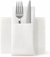 👰 convenient jebblas disposable cloth-like napkins with built-in flatware pocket - ideal for wedding receptions and events - linen feel white napkins - prefolded for silverware - pack of 50 logo