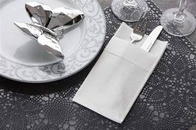 img 2 attached to 👰 Convenient JEBBLAS Disposable Cloth-Like Napkins with Built-in Flatware Pocket - Ideal for Wedding Receptions and Events - Linen Feel White Napkins - Prefolded for Silverware - Pack of 50