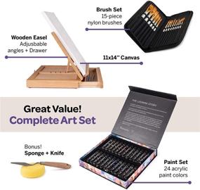 img 2 attached to 🎨 Complete Painting Kit – 24 Acrylic Paint Set (12 ml/0.41 oz.) with 15 Versatile Paint Brushes, Tabletop Easel, and 11x14 Stretched Canvas – Ideal Painting Supplies Set for Adults and Kids