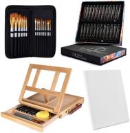 🎨 complete painting kit – 24 acrylic paint set (12 ml/0.41 oz.) with 15 versatile paint brushes, tabletop easel, and 11x14 stretched canvas – ideal painting supplies set for adults and kids logo