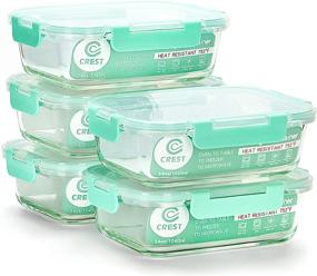 img 4 attached to 5-Pack, 34Oz Glass Containers for Meal Prepping with Locking Lids - Ideal Food Storage Solution for Kitchen Use