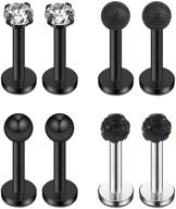 💎 stylish crystal labret monroe lip ring set - ruifan 8pcs 16g 3mm ball cubic zirconia tragus helix earrings logo