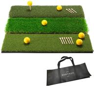 🏌️ happykoti 3-in-1 collapsible golf practice hitting mat – authentic grass turf mats for driving, chipping, and putting with durable rubber bottom pad, 10 golf tee, and 6 golf balls – perfect for backyard training logo