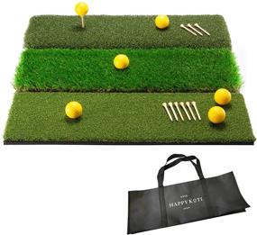 img 4 attached to 🏌️ Happykoti 3-in-1 Collapsible Golf Practice Hitting Mat – Authentic Grass Turf Mats for Driving, Chipping, and Putting with Durable Rubber Bottom Pad, 10 Golf Tee, and 6 Golf Balls – Perfect for Backyard Training