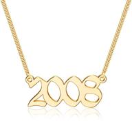 🎁 iefshiny birth year necklace for women | 18k gold plated old english pendant jewelry: gifts for best friend, sister, mom | birthday anniversary, 1970-2021 logo