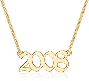 img 4 attached to 🎁 IEFSHINY Birth Year Necklace for Women | 18K Gold Plated Old English Pendant Jewelry: Gifts for Best Friend, Sister, Mom | Birthday Anniversary, 1970-2021