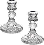 🕯️ set of 2 clear glass candlesticks holder, 4'' tall taper candle stand for wedding dining party - yeeco crystal candlestick логотип