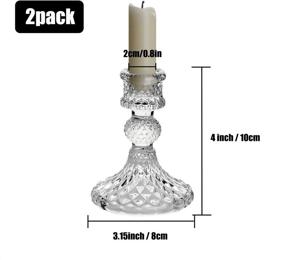 img 3 attached to 🕯️ Set of 2 Clear Glass Candlesticks Holder, 4'' Tall Taper Candle Stand for Wedding Dining Party - Yeeco Crystal Candlestick