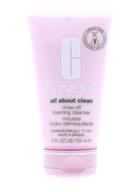 clinique rinse off foaming cleanser: gentle facial cleansing solution, 5 ounce - try it today! logo