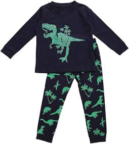 img 4 attached to Guyay Cartoon Outfits Dinosaur Sleepwear Boys' Clothing ~ Clothing Sets