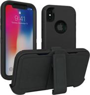 iphone x case, iphone xs case: toughbox armor series - shock proof with holster & belt clip (fits otterbox defender series) logo