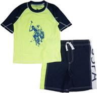🌊 stylish and durable: u.s. polo assn. boys' 2-piece swimsuit trunk and rashguard combo logo