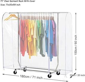 img 3 attached to 👗 Clear Garment Bags for Hanging Clothes - Heavy Duty Clothing Rack Cover for Storage with 2 Full Strong Zippers - Garment Protector Bag (71x20x60 inch)