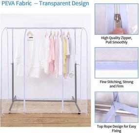 img 2 attached to 👗 Clear Garment Bags for Hanging Clothes - Heavy Duty Clothing Rack Cover for Storage with 2 Full Strong Zippers - Garment Protector Bag (71x20x60 inch)