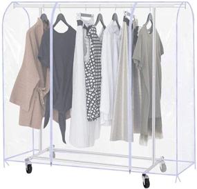 img 4 attached to 👗 Clear Garment Bags for Hanging Clothes - Heavy Duty Clothing Rack Cover for Storage with 2 Full Strong Zippers - Garment Protector Bag (71x20x60 inch)