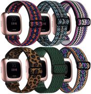 📟 premium 6 pack stretchy bands for fitbit versa 2 - adjustable elastic wristband for men and women - compatible with fitbit versa series logo