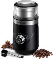 shardor adjustable electric coffee grinder: versatile herb, spice & espresso bean grinder with removable stainless steel bowl in black logo