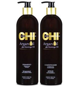 img 1 attached to Оживите вашу кожу с шампунем и кондиционером Chi Argan Oil Plus Moringa Oil Duo 25oz - окончательное увлажнение и питание