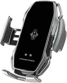 img 4 attached to 🚗 Революционный беспроводной автомобильный зарядник EERIE A5 Smart Sensor: быстрая зарядка для iPhone/Samsung (серебристый)