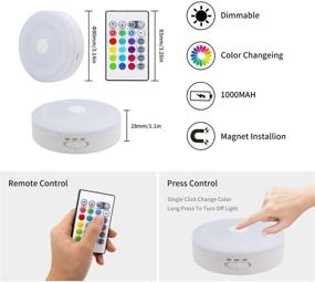 img 2 attached to 🔦 Bason Puck Lights with Remote - RGB Wireless Rechargeable LED Lighting for Closet, Display Case - 3 Pack